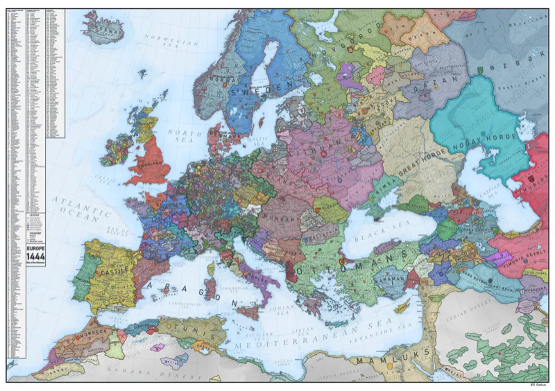 Political map of Europe in 1444